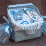 Square Box With Lucky Charm And Silver Photo Blue